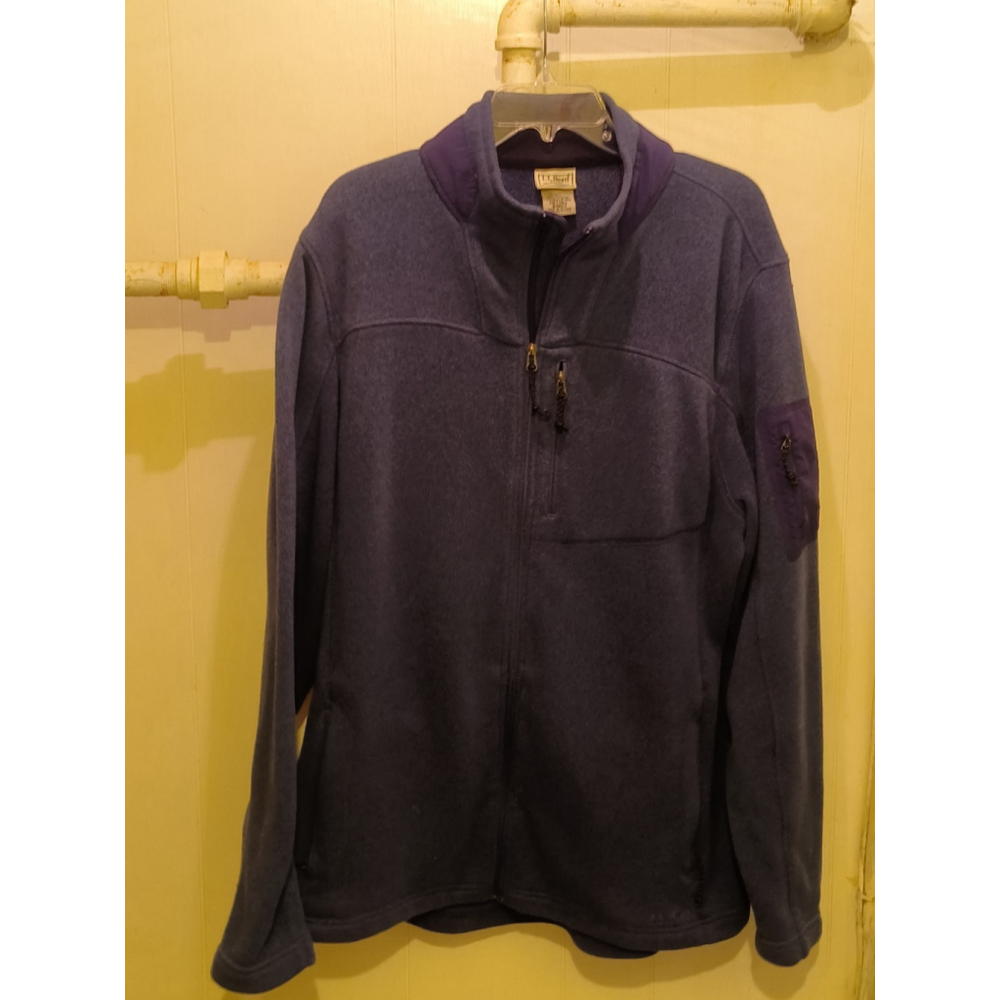 VTG LL Bean Men's Tall XL Navy Full Zip Fleece Sweater Polartec Vintage